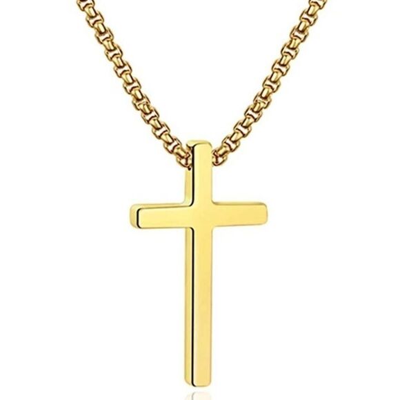 Men’s Gold Cross Necklace - Picture 7 of 13